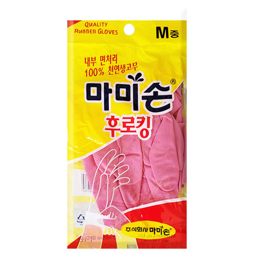 마미손 면코팅 고무장갑 M 중 후로킹 핑크