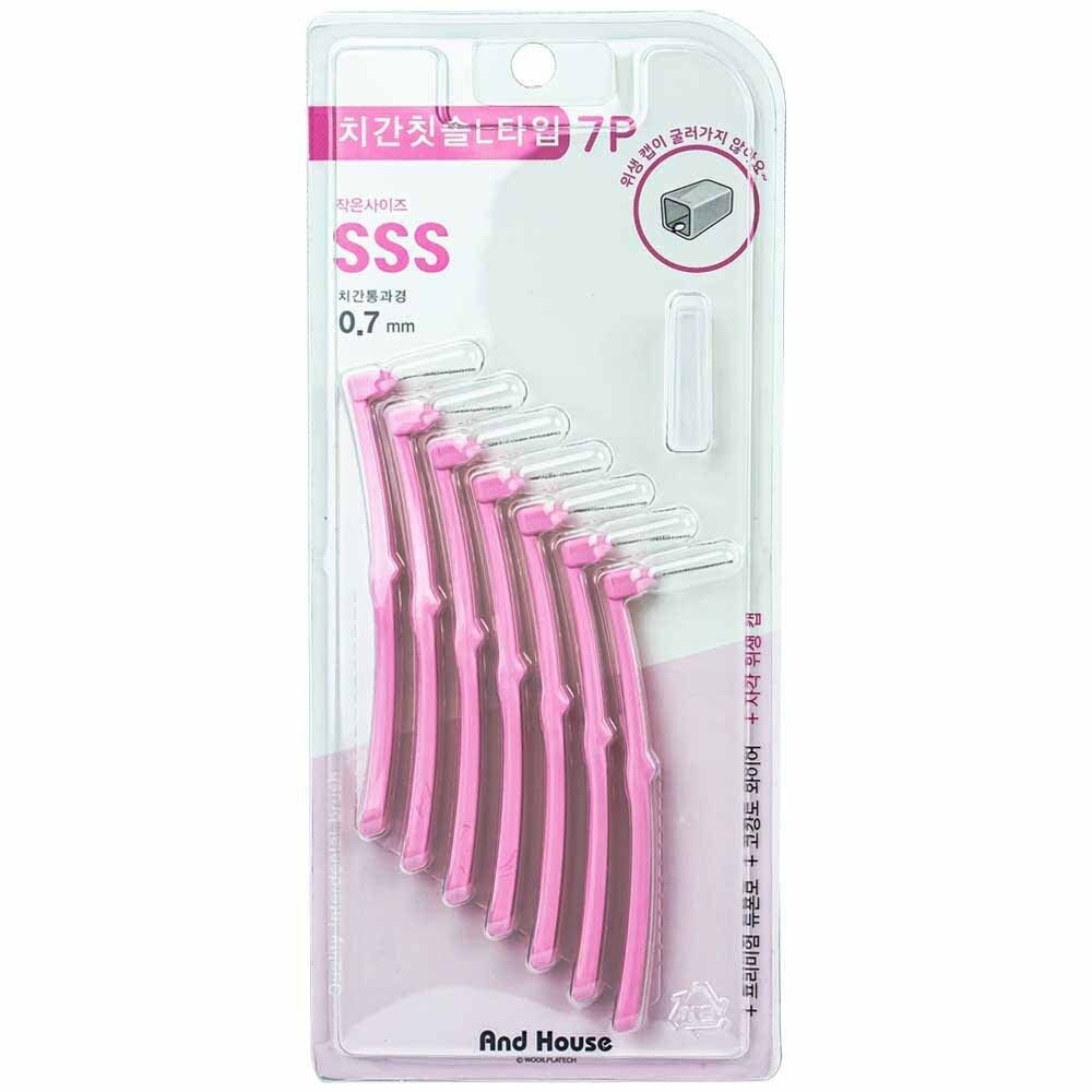 [오늘출발] 덴탈 치간칫솔 L형 7P SSS 0.7mm-핑크