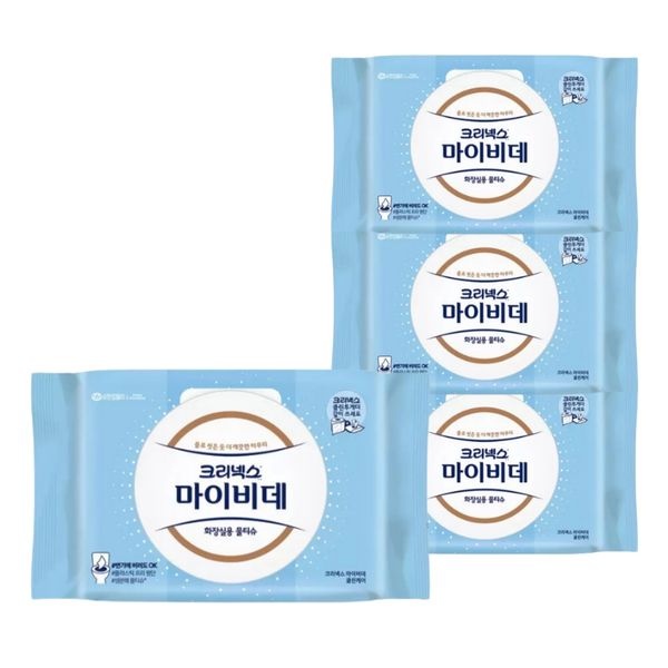 크리넥스 마이비데 물티슈 대용량 캡형 60매 x 4팩 클린케어 화장실용 비데용 물에녹는 비데티슈