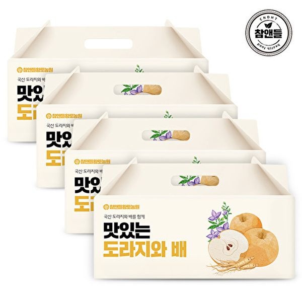 [참앤들황토농원]맛있는 도라지와배즙 100ml 30포 4박스