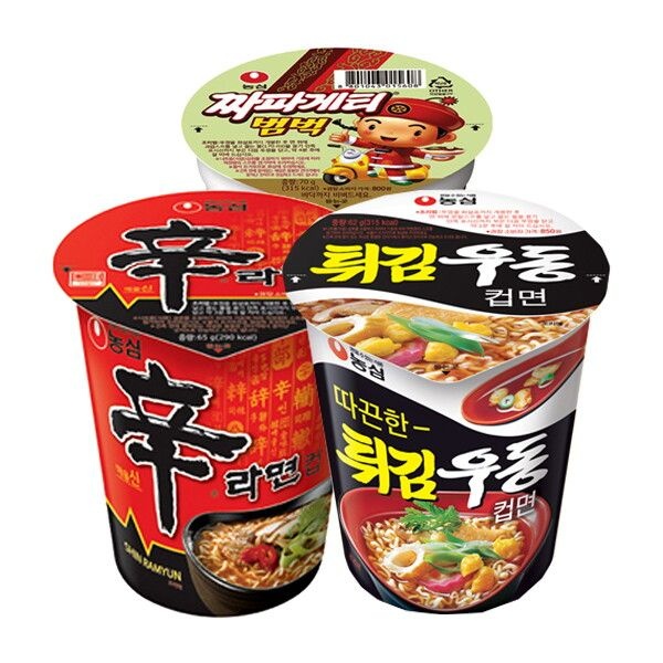 농심 [농심] 신라면 소컵 6개 + 튀김우동 소컵 6개 + 짜파게티 범벅 소컵 6개