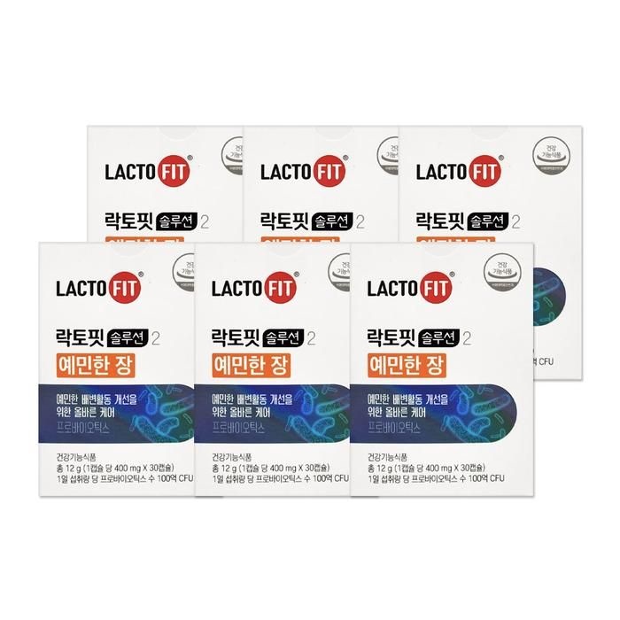 락토핏 솔루션 2 예민한 장 400mg 30캡슐 6개/mjc