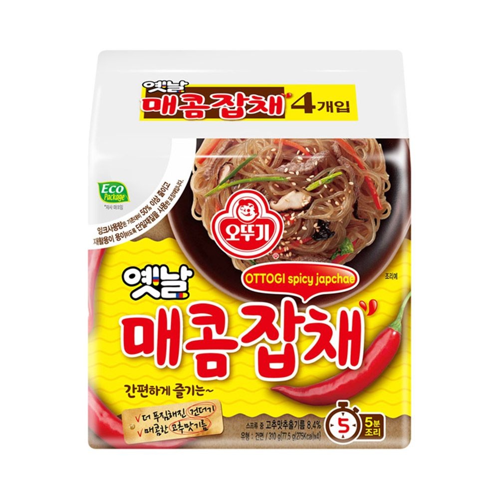 [롯데백화점] 인정식탁 오뚜기 옛날매콤잡채 (봉지) 77.5g 4입 x 8개 (총 32개입)