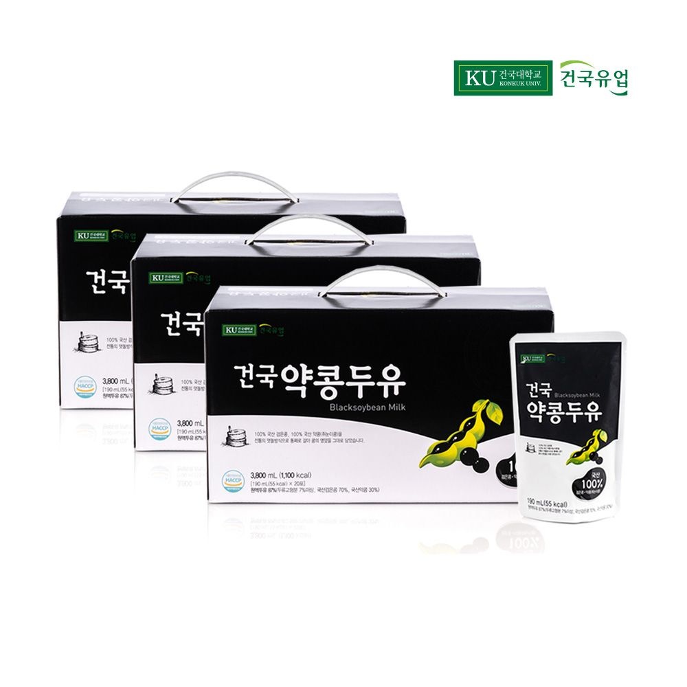 건국유업 건국 약콩두유 60팩 / 100% 국산 검은콩과 국산 약콩