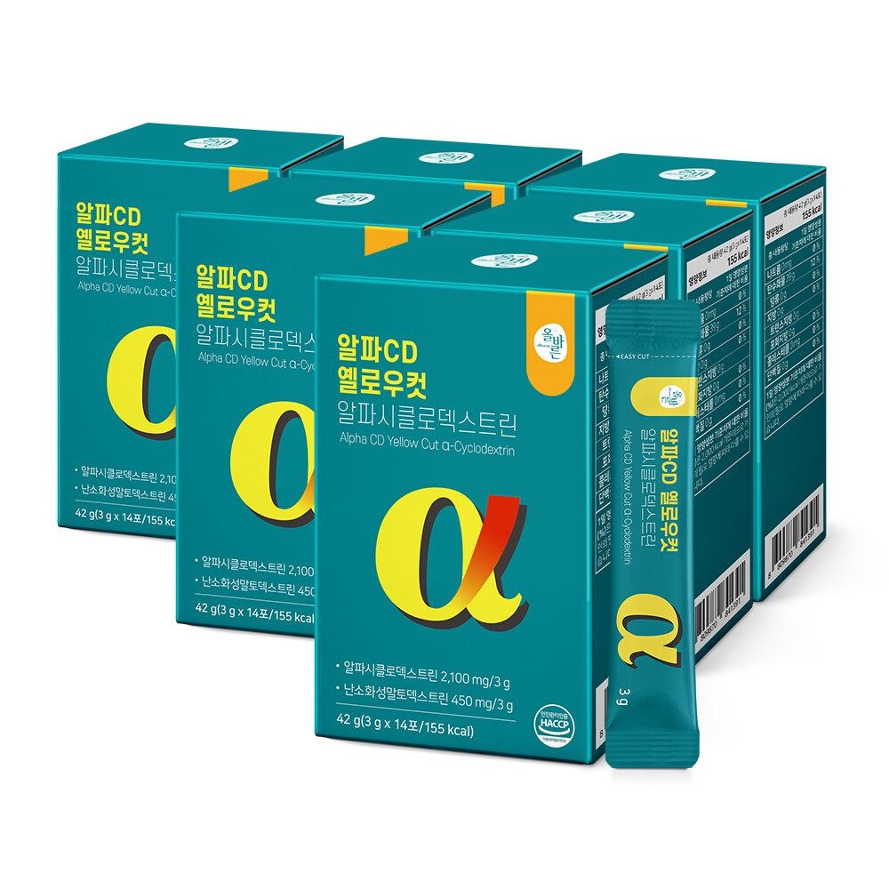 올바른 알파CD 옐로우컷 알파시클로덱스트린 14포 6박스 (총 84포)