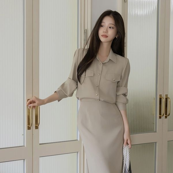 BLR256 티파니 찰랑 카라넥 셋업 블라우스