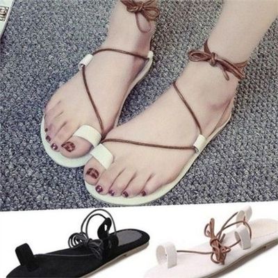 女性ストラップ サンダル 女性ストラップ サンダル デイリー フラット 夏シンプルローマベーシックスリッパ アンクレット 調理