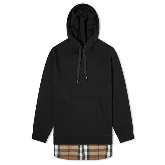 24SS 백 체크 패널 오버핏 후드티 블랙 8044990