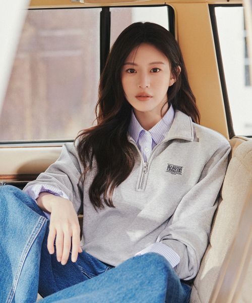 마리떼 프랑소와 저버 MARITHEFRANCOISGIRBAUD SMALL CLASSIC LOGO HALF ZIPUP SWEATSHIRT heather gray