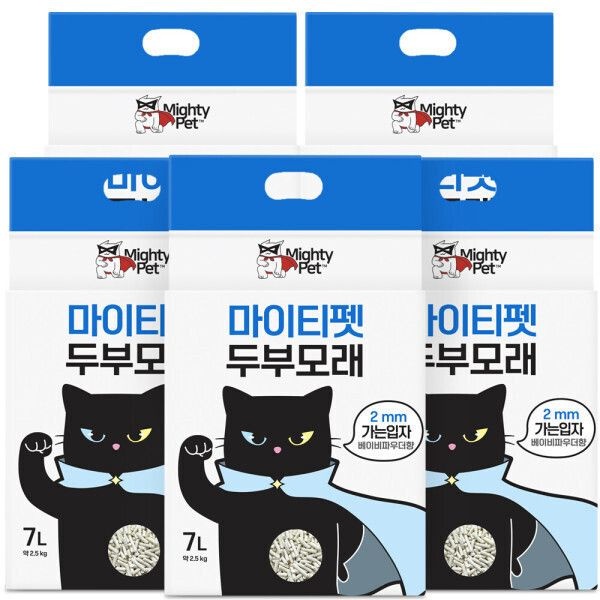 마이티펫 고양이 두부모래 가는입자 파우더향 7L X 5개입
