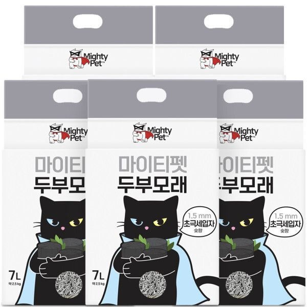 마이티펫 고양이 두부모래 초극세입자 숯향 7L X 5개입