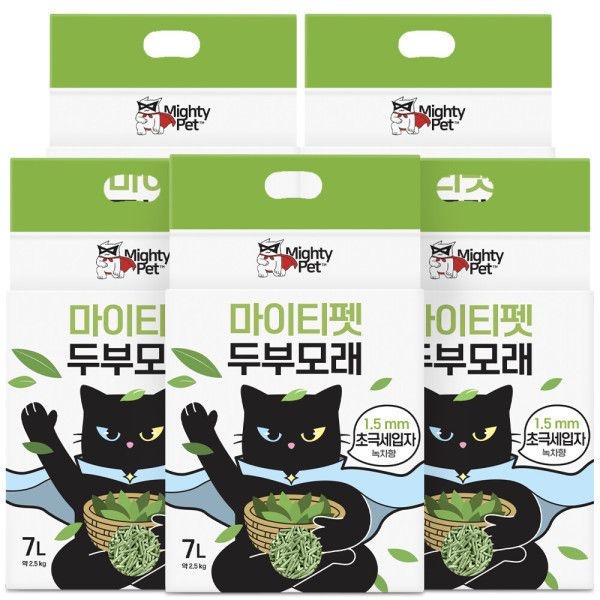 마이티펫 고양이 두부모래 초극세입자 녹차향 7L X 5개입