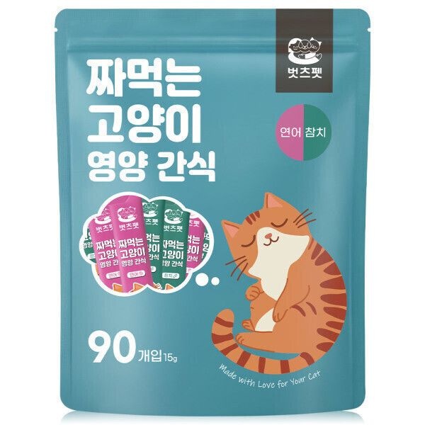 짜먹는 고양이간식 대용량 영양간식 스틱형 츄르 90개입 (혼합/참치/연어)