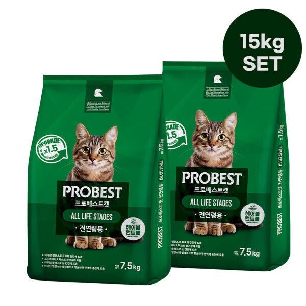 프로베스트 고양이사료 전연령 그린 15kg 사료세트(7.5kg + 7.5kg)