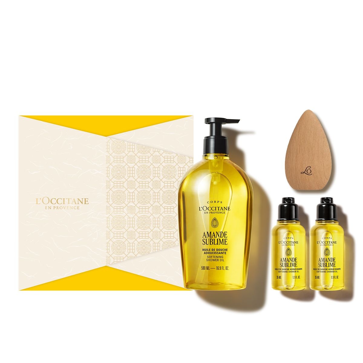 [롯데백화점] 록시땅 [기프트][단독] 아몬드 소프트닝 샤워 오일 500ml 세트(+디럭스 2종+괄사)