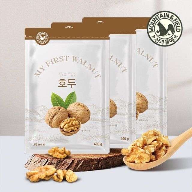 산과들에 [산과들에] 25년 햇견과 1/4태 호두 400g x3봉 (총1.2kg)