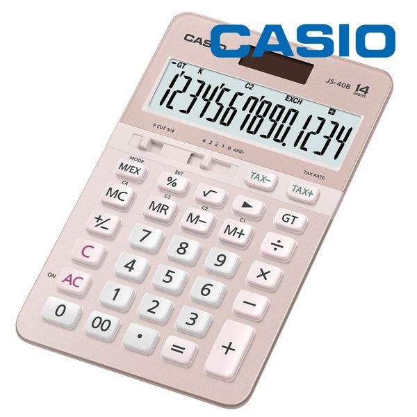 카시오 계산기 JS-40B-PK 핑크 세무사 회계사 14단