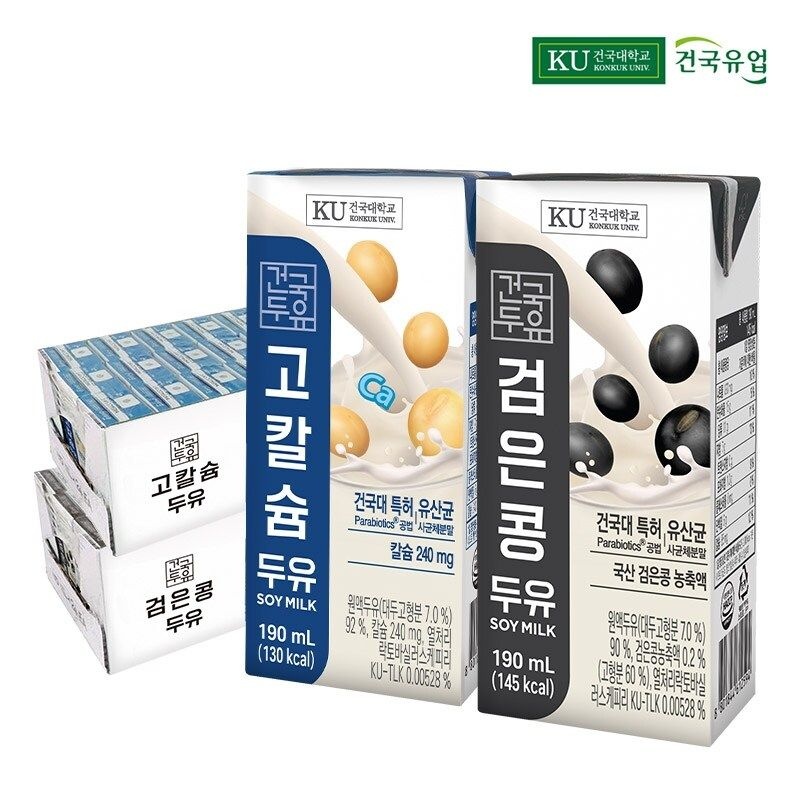 건국두유 48팩 (검은콩 두유 24팩 + 고칼슘 두유 24팩)