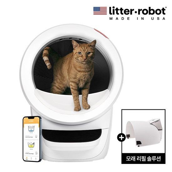 리터로봇4 Hopper Package 고양이 자동 화장실(화이트)+리터호퍼 모래 리필 솔루션 304837