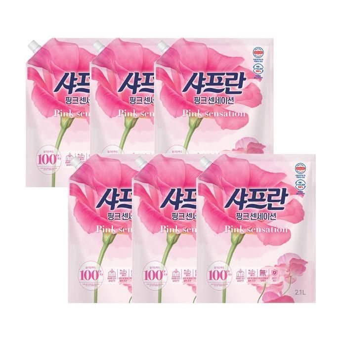 [샤프란] 샤프란 섬유유연제 핑크센세이션 리필 2.1L 6개