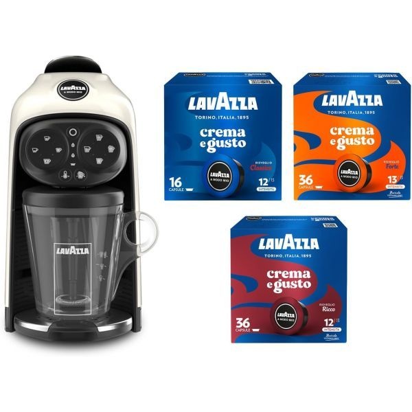 [해외] [관부가세포함] Lavazza 라바짜, 아 모도 미오 데세아 화이트 크림 커피 머신 88캡슐 크레마 및 향미 혼합 에스프레
