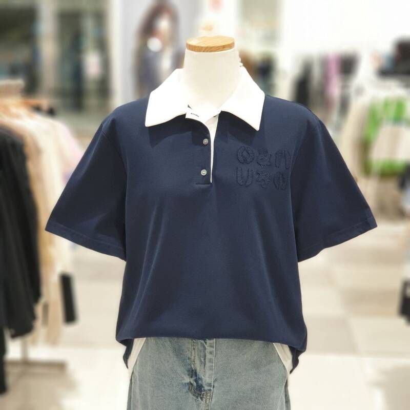 온앤온 배색포인트 로고패치 반팔 카라티셔츠 NJW5ME485 J4K9L2M5 Y5Z8A3B1