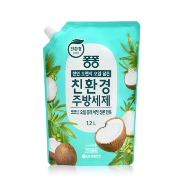 퐁퐁 친환경주방세제 1종세척제 과일세척제 코코넛 1.2L