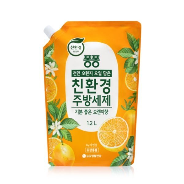 퐁퐁 친환경주방세제 1종세척제 과일세척제 오렌지 1.2L