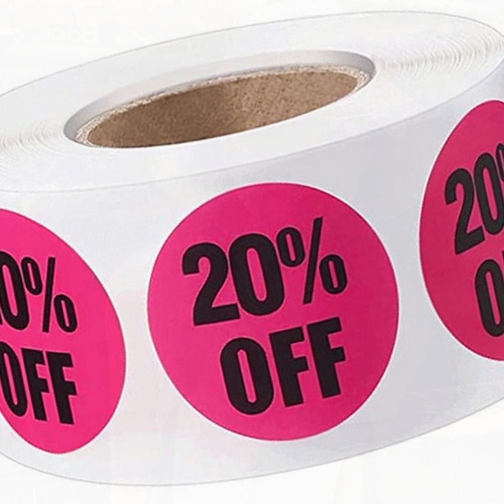 롤스티커 할인라벨 20%OFF 매장 판촉 컬러 가격표 500개