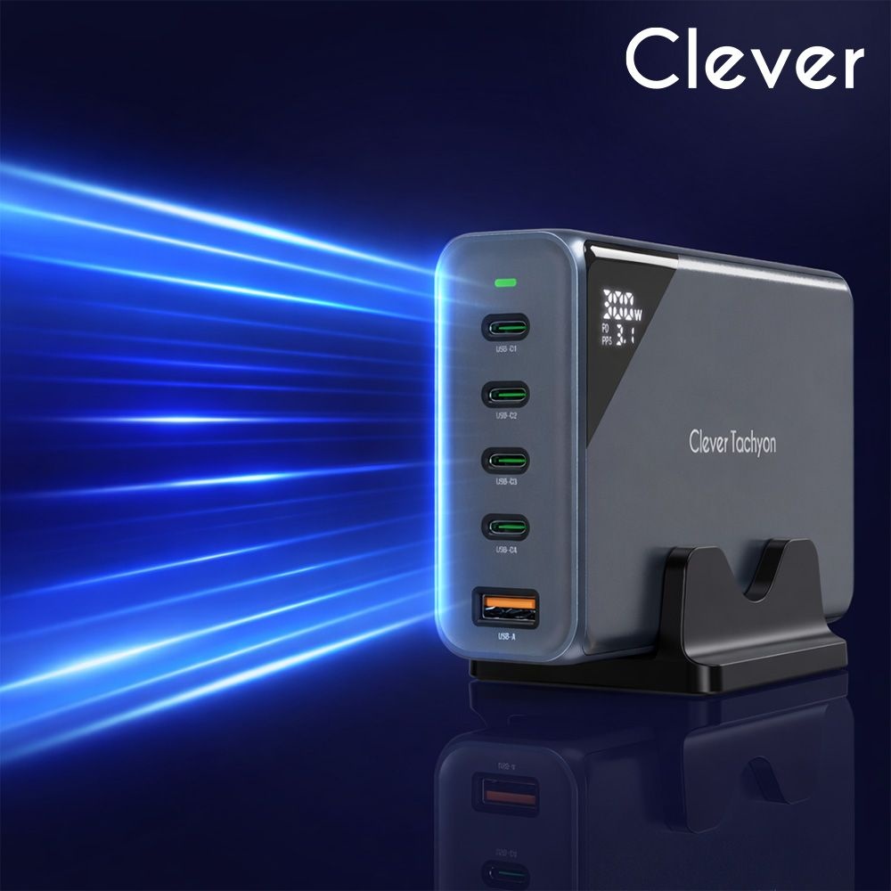 클레버 타키온 300W PD3.2 PPS SPR AVS 초고속 멀티충전기 GM300