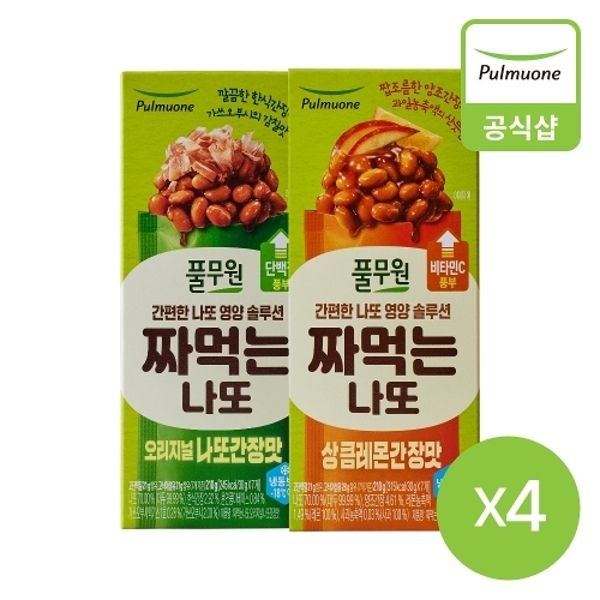 [풀무원] 짜먹는나또 210gX4개(나또간장맛,상큼레몬간장맛)