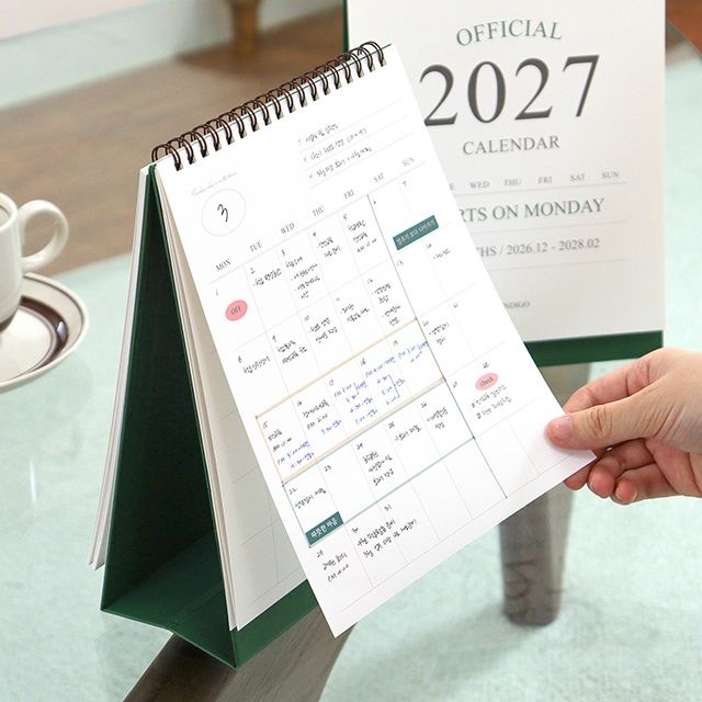 2027년 업무용 탁상형 달력 2027 양면 스케줄 캘린더 27년 회사 데스크 카렌다 스케줄러노트 깔끔하고편리 사용이편