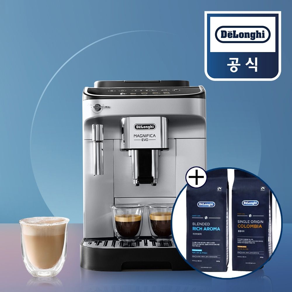 드롱기 [카푸치노잔+원두 증정]드롱기 전자동 커피머신 마그니피카 에보 라떼 에스프레소머신 가정용
