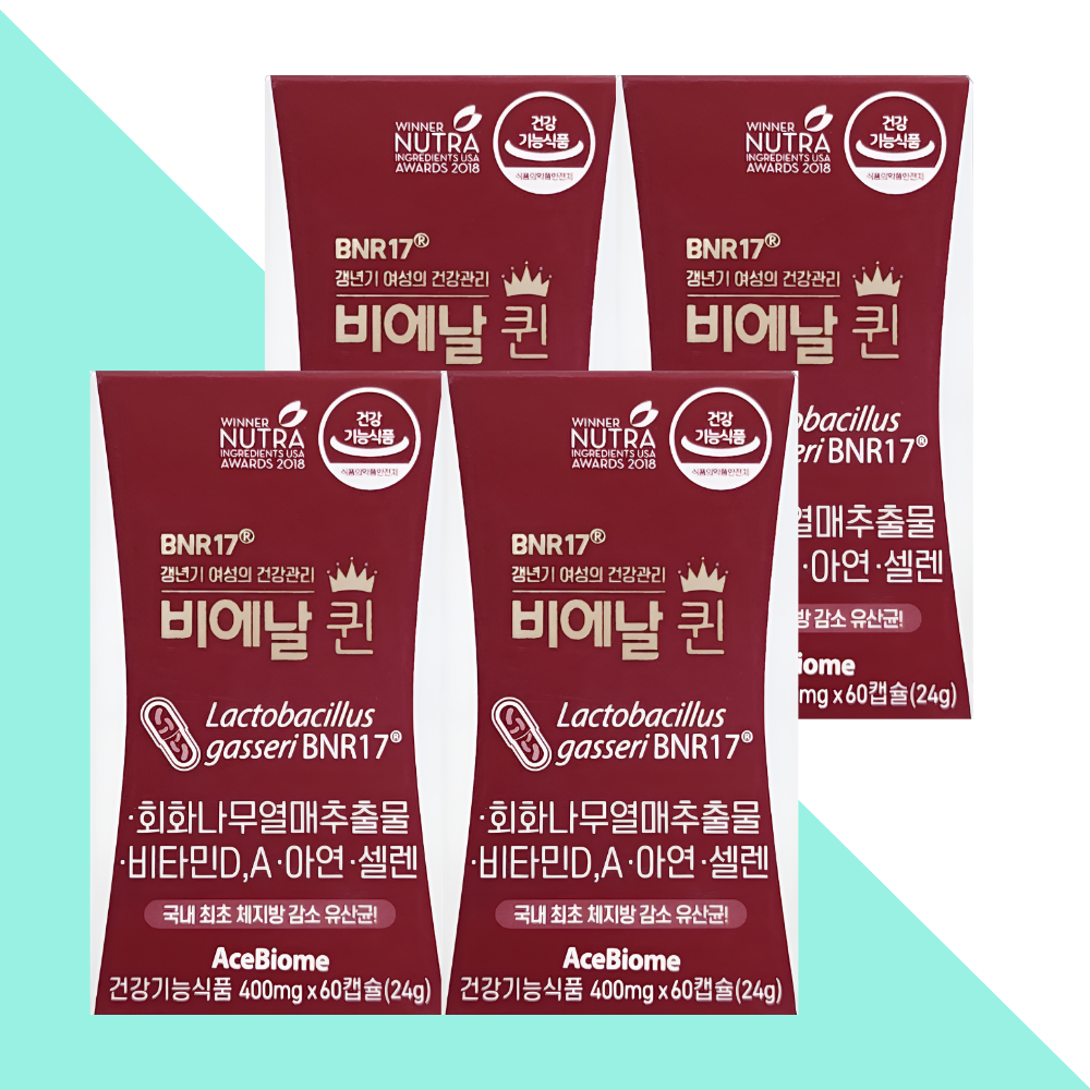 비에날퀸 BNR17 갱년기 다이어트 여성 유산균 400mg 60캡슐X4개