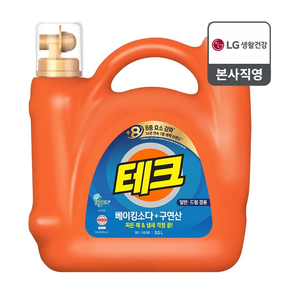 테크 베이킹소다+구연산 실내건조 액체세제 일반드럼 5.5L