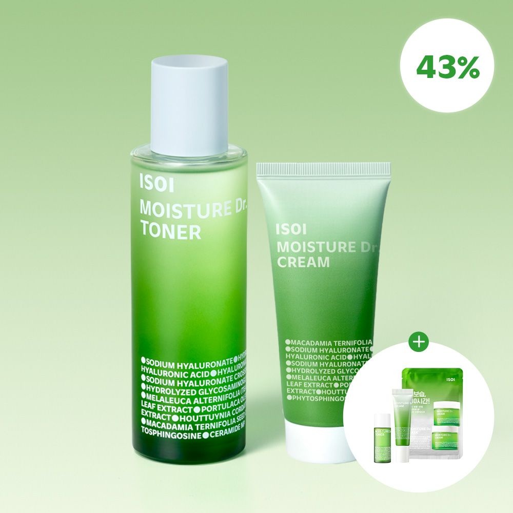 아이소이 [정가58,000원/43%OFF/토너8ml+크림10ml+마스크1매증정]장벽+수분+ 진정세트 (장수진토너130ml+장수진크림70ml)