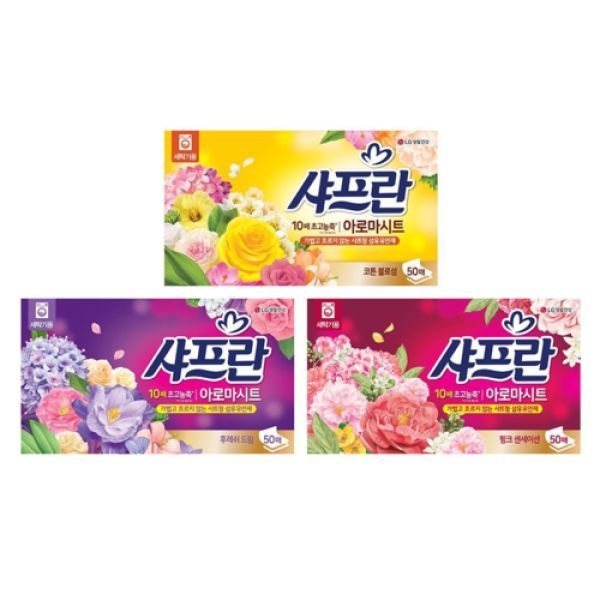 엘지생활건강 샤프란 아로마시트 코튼블로섬 50매 4개 .