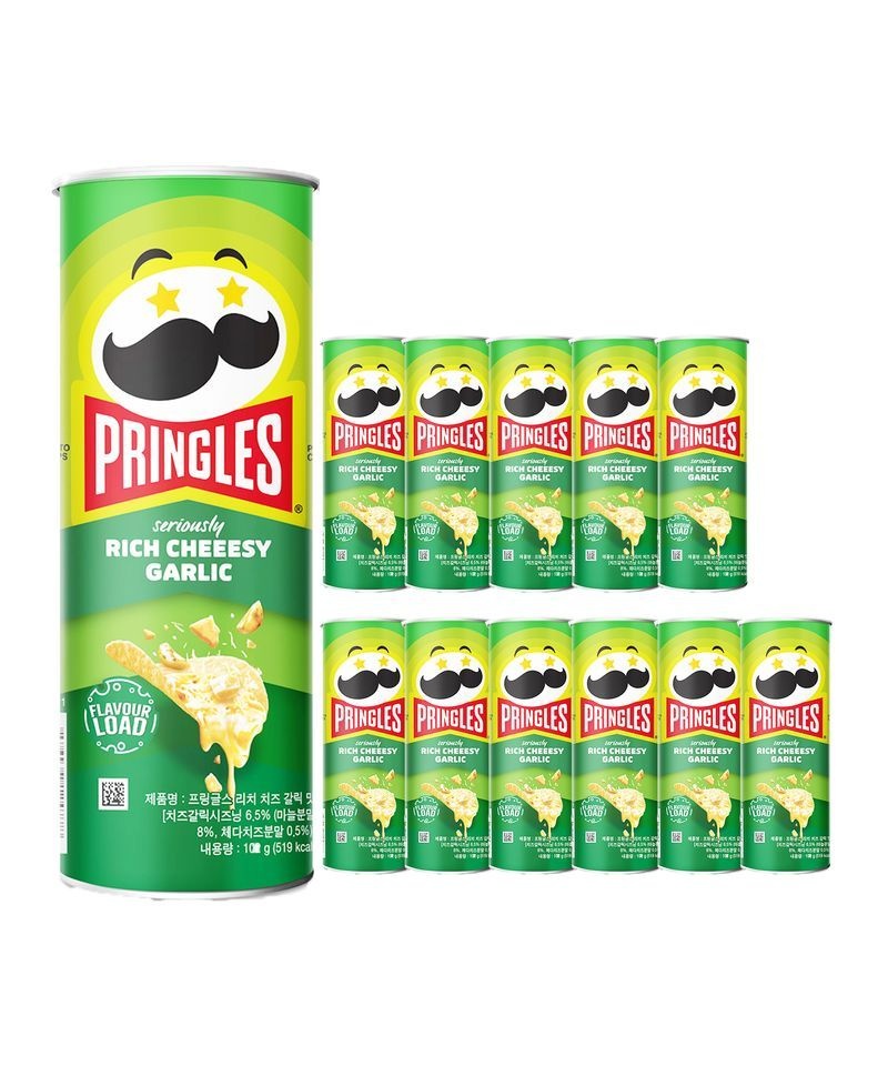 KELLOGG 프링글스 리치 치즈 갈릭맛 102g 12개 (리치 치즈 갈릭맛 110g 12개)