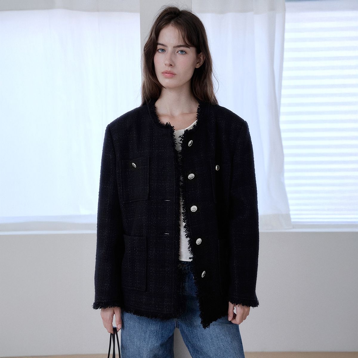 [이환PICK][4차 리오더] 프렌치 트위드 자켓_BLACK