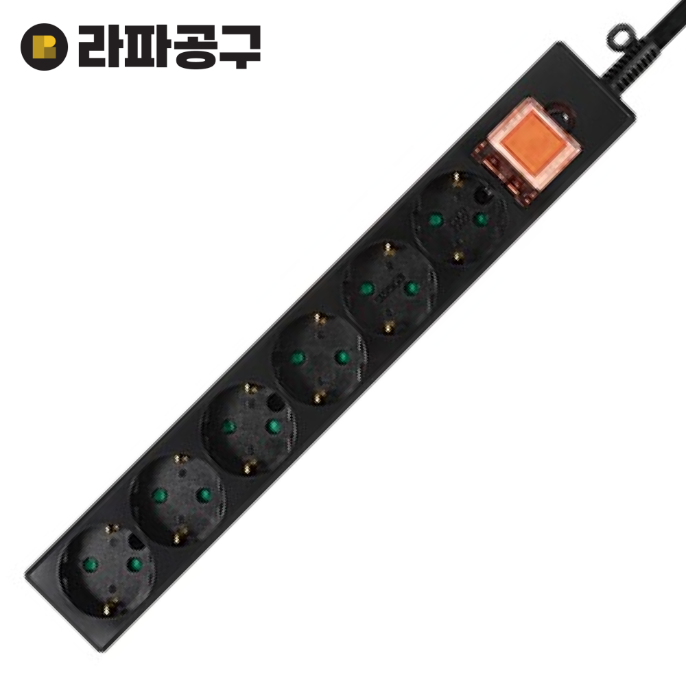 동양 블랙 6구 멀티탭 가정용 디자인 멀티콘센트 3m, 1개