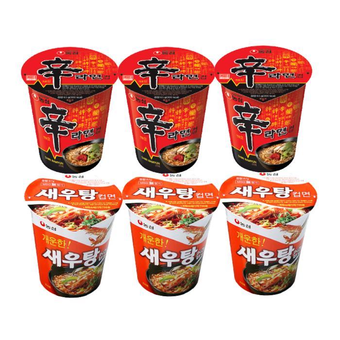 [오늘출발] 컵라면 소컵 신라면  컵  3개 + 새우탕 컵 3개 / 총 6개