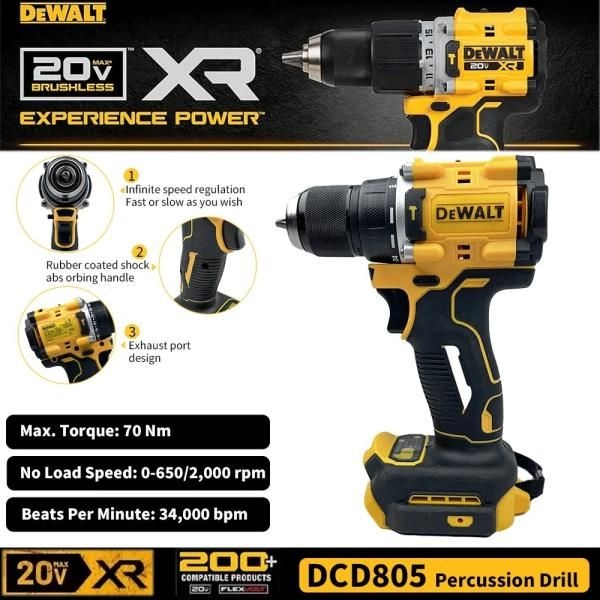 100% 오리지널 Dewalt 20V 배터리 전동 공구 DCD805