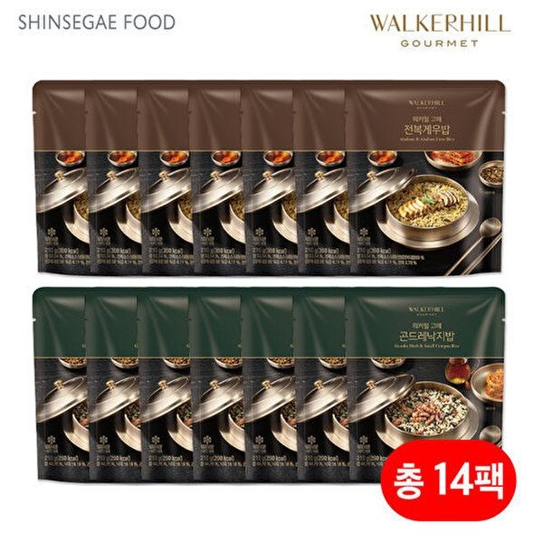 [하프클럽]워커힐 고메 전복게우밥 7팩 +곤드레낙지밥 7팩