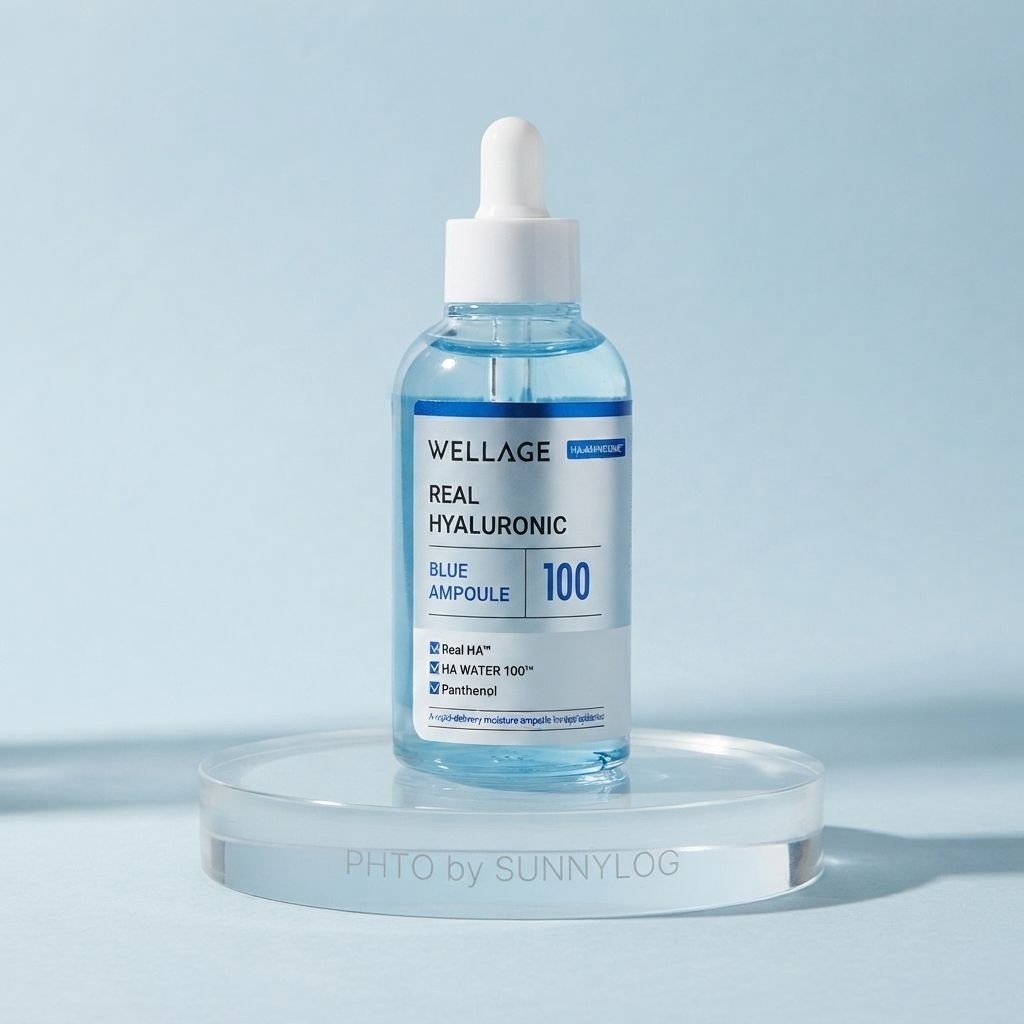 WELLAGE 리얼 히알루로닉 블루 100 앰플 60ml 2개 (+수딩크림 20ml 증정)