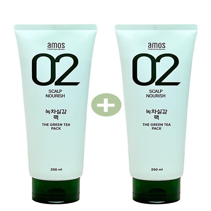 1+1 아모스 녹차실감 팩 250ml 두피 모발 케어 팩(AD)