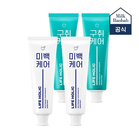 밀크바오밥 [유통기한임박27-02] 4개선택 라이프홀릭 치약 4종[미백케어/치석케어/잇몸케어/구취케어]
