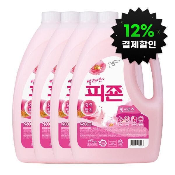 (12%결제할인)피죤 섬유유연제 핑크로즈 2500ml 4개