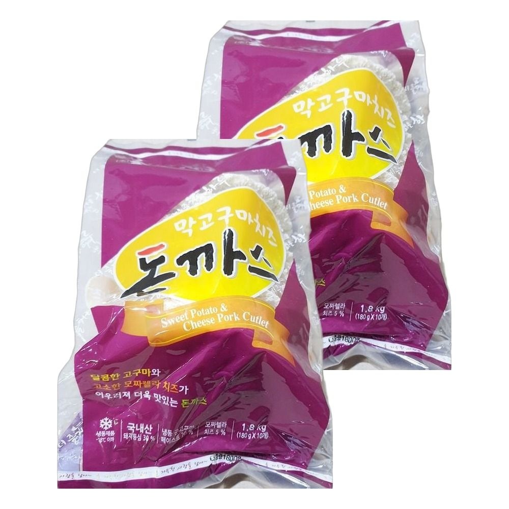 늘찬 늘찬애 식자재 간편식 맛집 돈카츠 돈가스 막고구마치즈 돈까스 1.8kg(10입) 2개