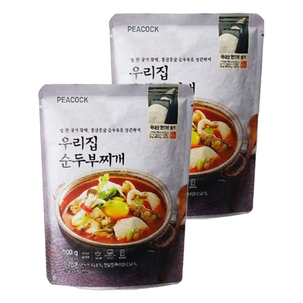신세계푸드 피코크 어린이 술안주 브런치 자취생요리 요리 간식 야식 우리집 순두부찌개 500g 2개