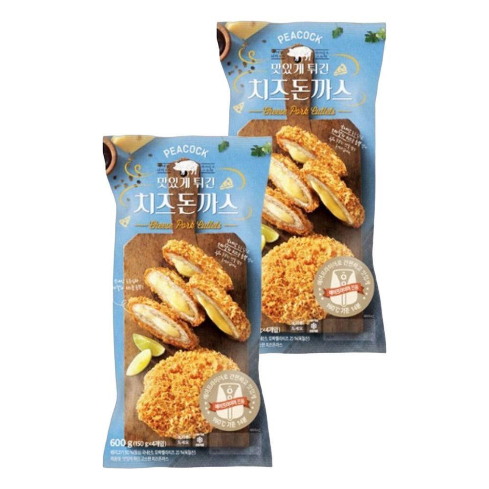 늘찬 피코크 돈카츠 간편식 집밥메뉴 PC방 맛집 돈가스 맛있게 튀긴 치즈돈까스 600g 2개